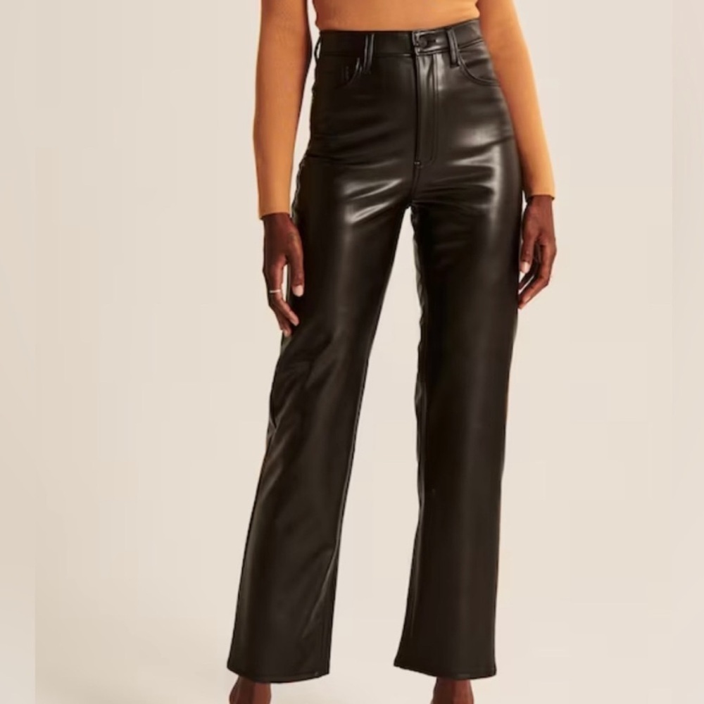 Abercrombie & Fitch The Ankle Straight Ultra High Rise Leather Pants Size 27 / 4